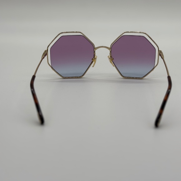 Chloé Eyewear Havana Gold Hexagon Frame Sunglasses NWT 👜 - Picture 6 of 10